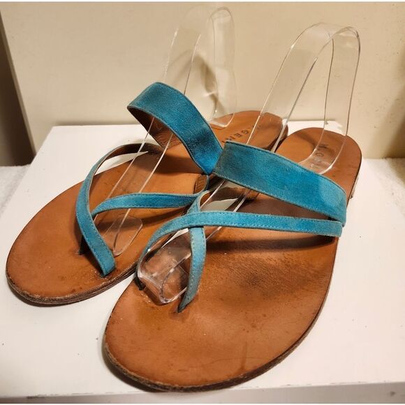 M.Gemi x Cosabella Collab "The Medio" Aqua Suede Flat Sandal Sz.10/41 Ret.$228 - Picture 2 of 6